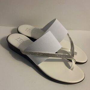 Italian Shoemakers White and Silver Sandals